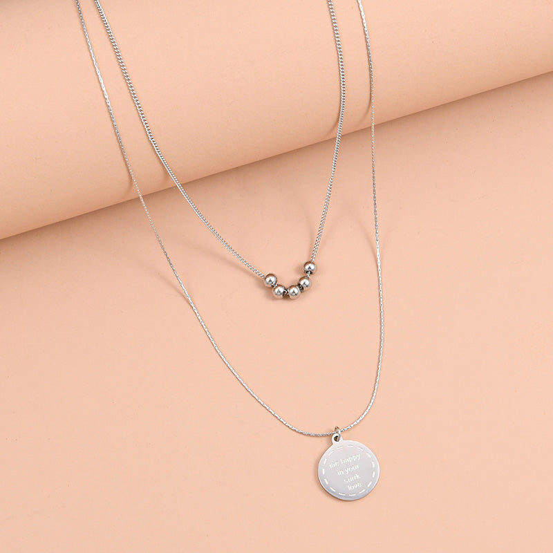 Simple Style Geometric Stainless Steel Layered Necklaces Plating Stainless Steel Necklaces