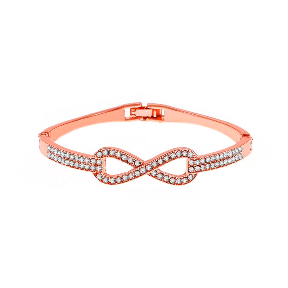 Simple Style Infinity Heart Shape Metal Titanium Steel Plating Inlay Rhinestones Rose Gold Plated Gold Plated Silver Plated Women's Bangle