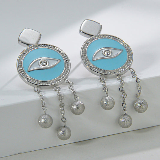 Fashion Eye Stainless Steel Drop Earrings Plating Rhinestones Stainless Steel Earrings