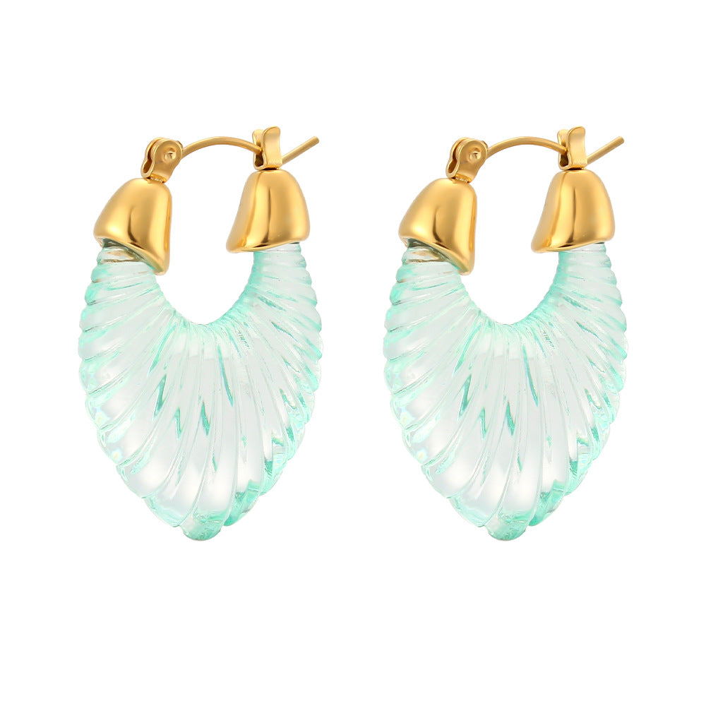 Sweet Stripe Transparent Arylic Gold Plated Earrings