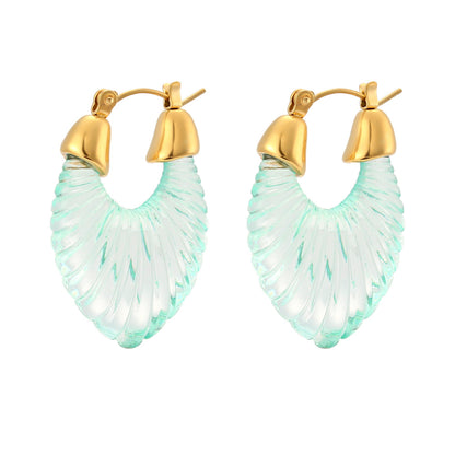 Sweet Stripe Transparent Arylic Gold Plated Earrings