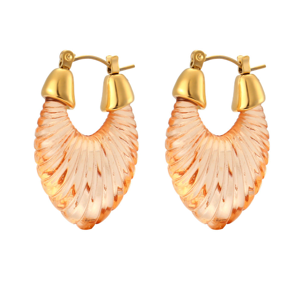 Sweet Stripe Transparent Arylic Gold Plated Earrings