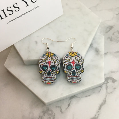 Retro Skull Arylic Skull Earrings 1 Pair