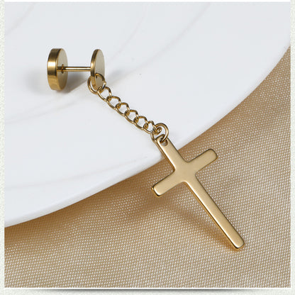 Fashion Cross Stainless Steel Drop Earrings Plating Stainless Steel Earrings 1 Piece