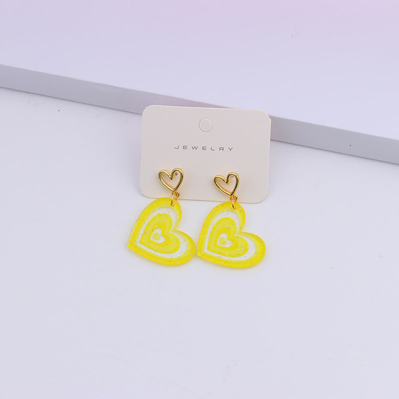 1 Pair Sweet Heart Shape Arylic Hollow Out Valentine's Day Women's Earrings