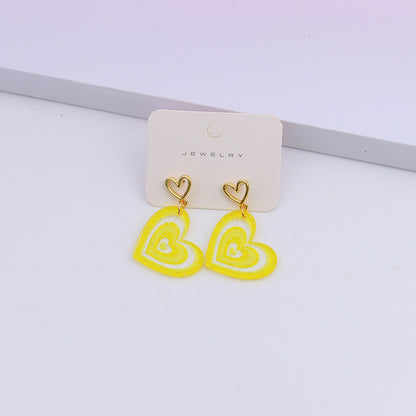 1 Pair Sweet Heart Shape Arylic Hollow Out Valentine's Day Women's Earrings