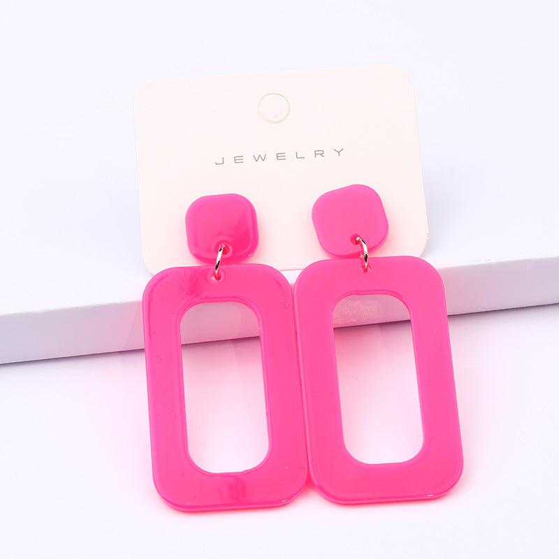 Simple Style Heart Shape Rectangle Arylic Women's Drop Earrings