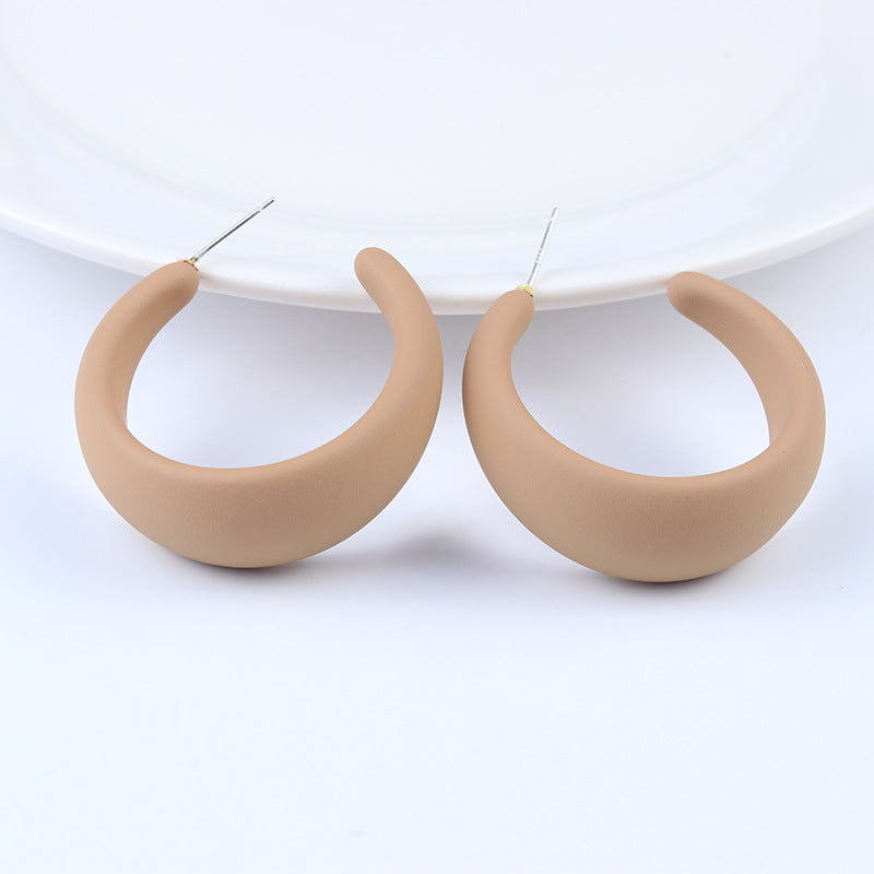 1 Pair IG Style Modern Style C Shape Stoving Varnish Arylic Sterling Silver Hoop Earrings