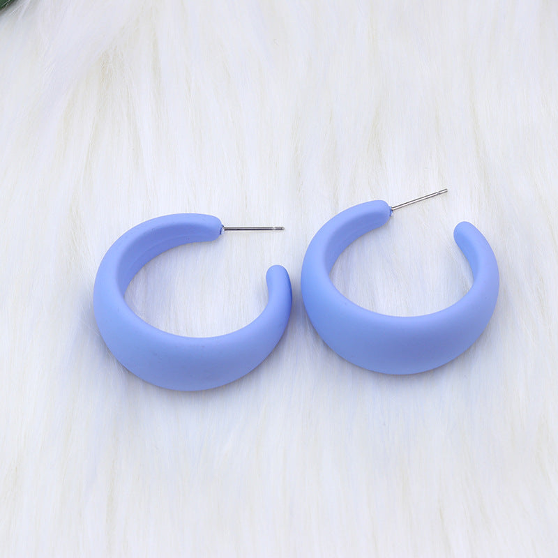 1 Pair IG Style Modern Style C Shape Stoving Varnish Arylic Sterling Silver Hoop Earrings