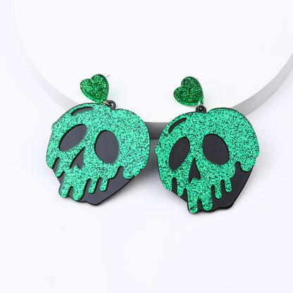 1 Pair Retro Funny Pumpkin Bat Skull Arylic Drop Earrings