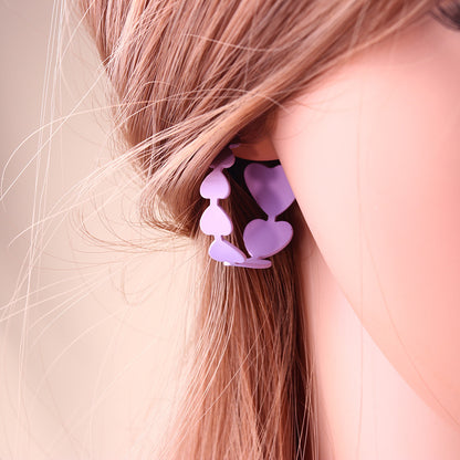 Simple Style Heart Shape Metal Spray Paint Earrings