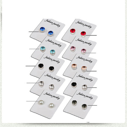 1 Pair Simple Style Geometric Inlay Stainless Steel Rhinestones Ear Studs