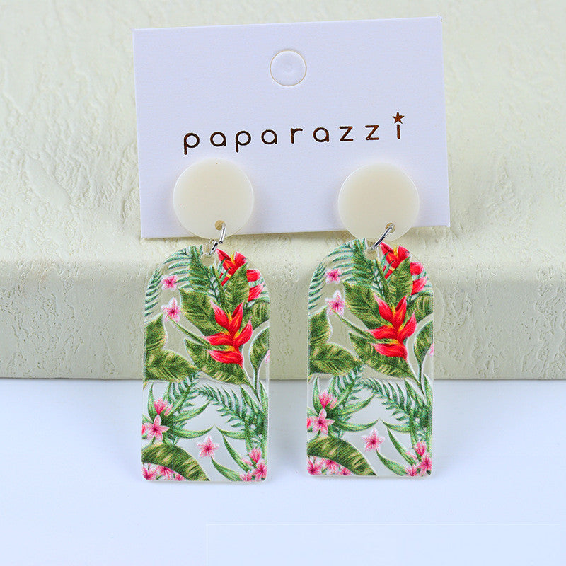 Fashion Geometric Arylic Printing Earrings