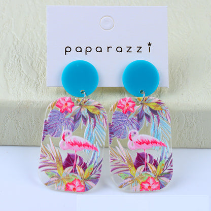 Fashion Geometric Arylic Printing Earrings