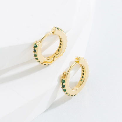 Simple Style O-shape Inlaid Zircon Copper Gold Plated Earrings