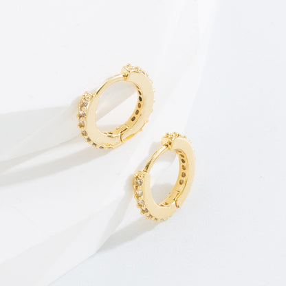 Simple Style O-shape Inlaid Zircon Copper Gold Plated Earrings