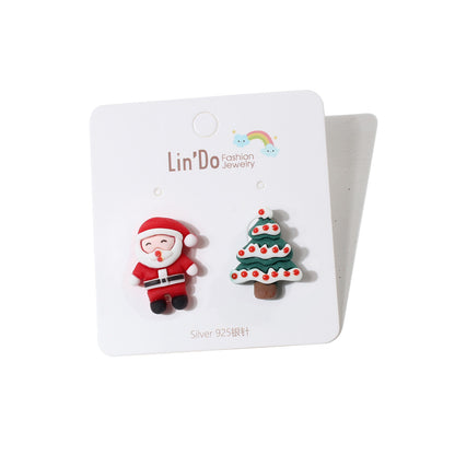 1 Pair Cute Santa Claus Alloy Ear Studs