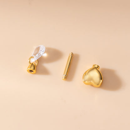 Fashion Heart Shape Butterfly Stainless Steel Ear Studs Inlay Zircon Stainless Steel Earrings 1 Piece