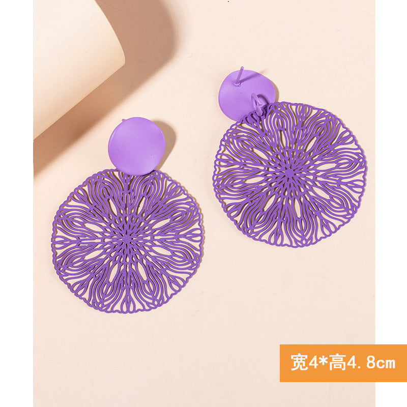 Retro Round Water Droplets Stoving Varnish Metal Drop Earrings