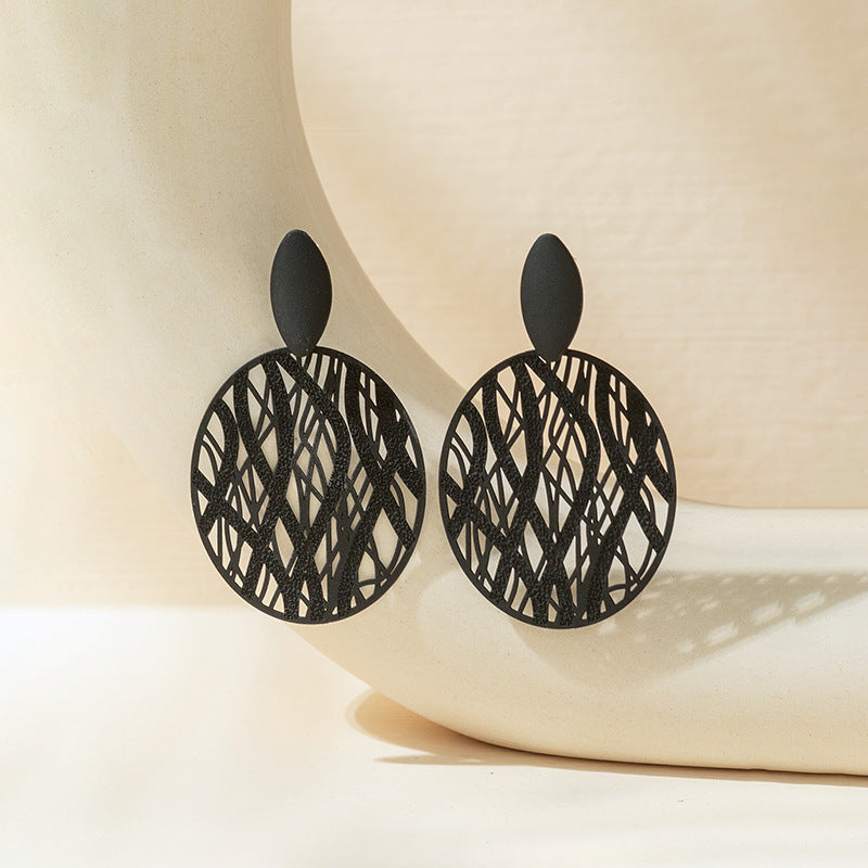 Retro Round Water Droplets Stoving Varnish Metal Drop Earrings