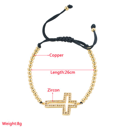 Fashion Cross Heart Shape Copper Bracelets Plating Inlay Zircon Copper Bracelets 1 Piece