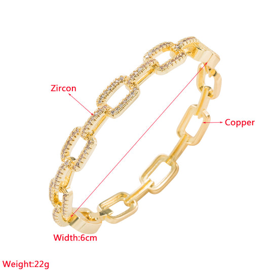 Fashion Snake Copper Bangle Plating Inlay Zircon Copper Bracelets 1 Piece