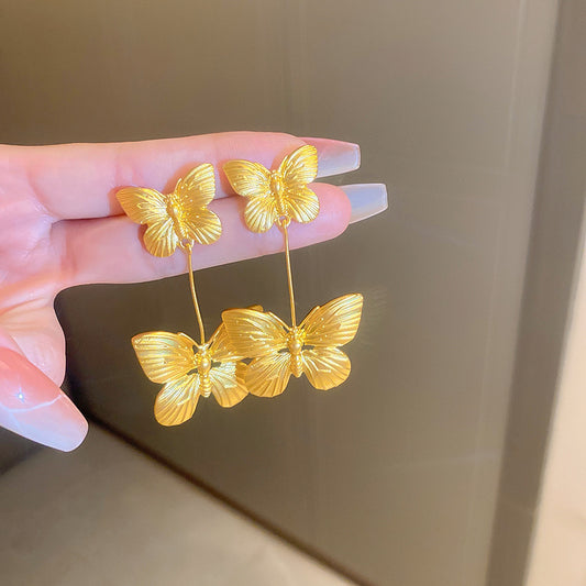 1 Pair Sweet Butterfly Plating Copper Copper Drop Earrings