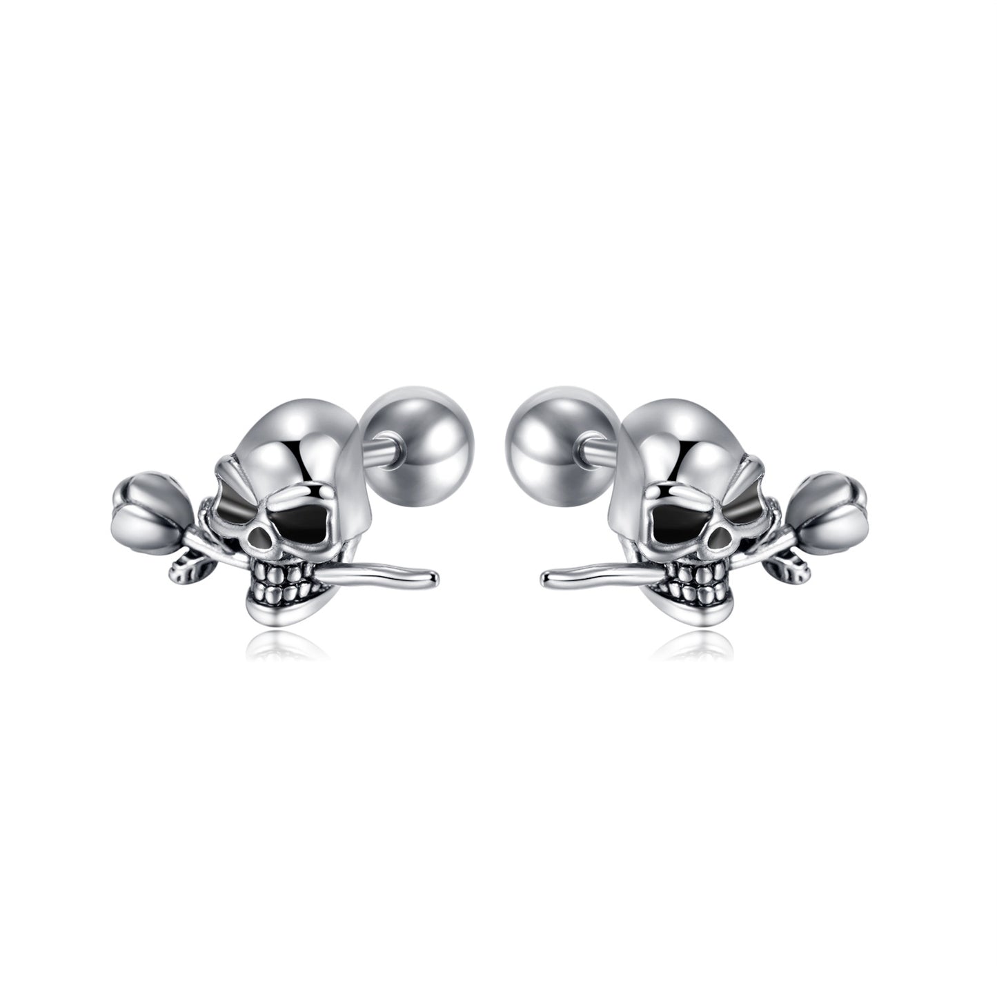 1 Pair Retro Simple Style Skull Stainless Steel Ear Studs