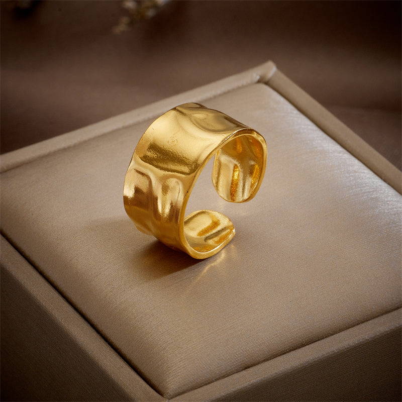 Simple Style Irregular Titanium Steel Gold Plated Open Ring