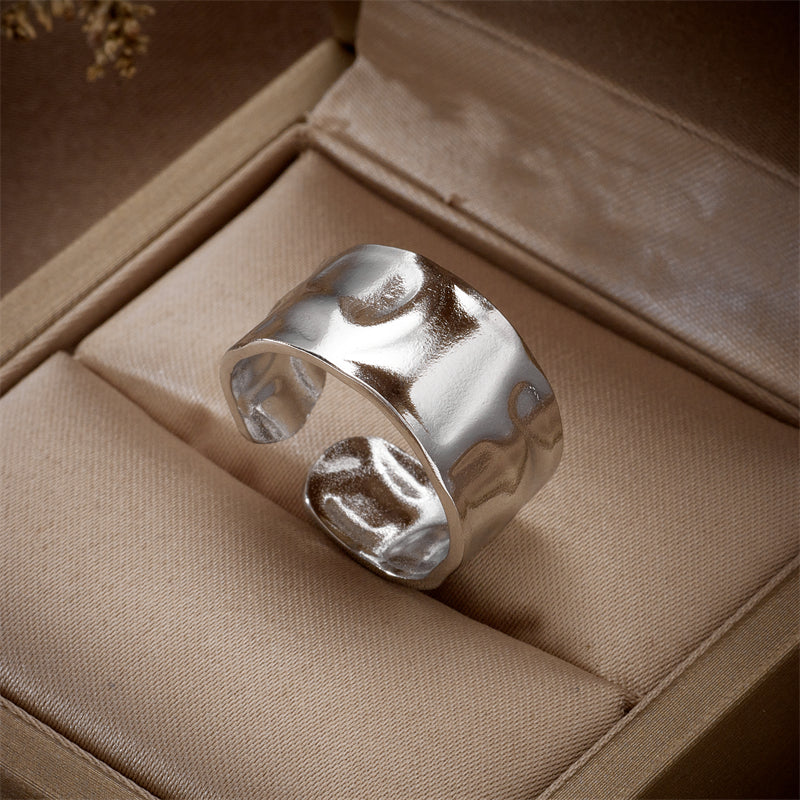 Simple Style Irregular Titanium Steel Gold Plated Open Ring