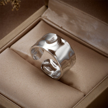 Simple Style Irregular Titanium Steel Gold Plated Open Ring