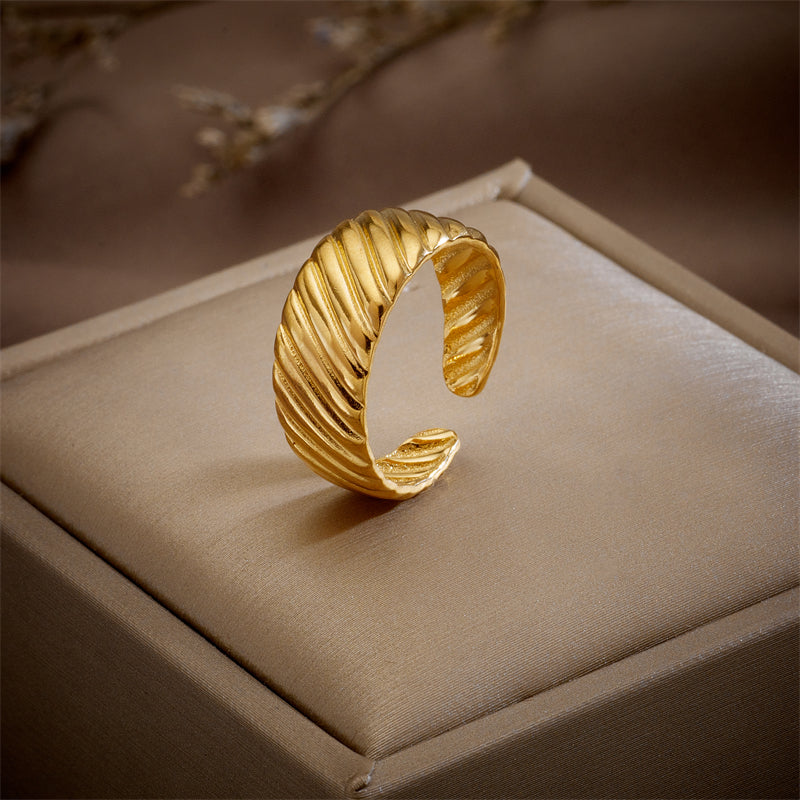 Simple Style Geometric Titanium Steel Open Ring Gold Plated Copper Rings