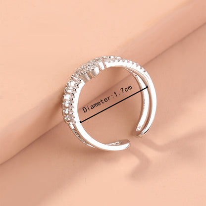 Fashion Round Waves Copper Plating Rhinestones Rings 1 Piece