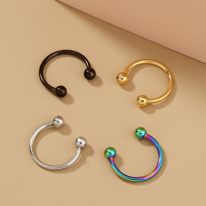 Cool Style C Shape Water Droplets Alloy Inlay Zircon Nose Ring