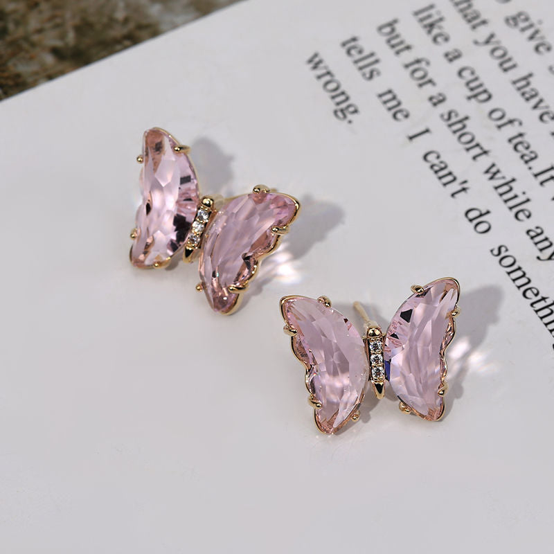 Simple Style Butterfly Alloy Inlay Crystal Women's Ear Studs 1 Pair