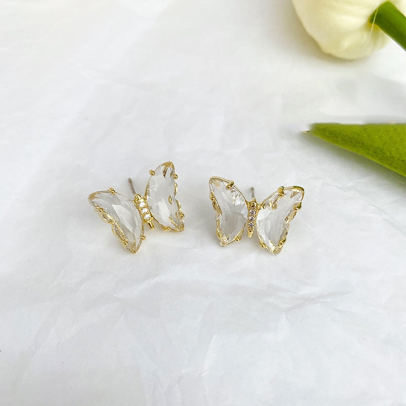 Simple Style Butterfly Alloy Inlay Crystal Women's Ear Studs 1 Pair