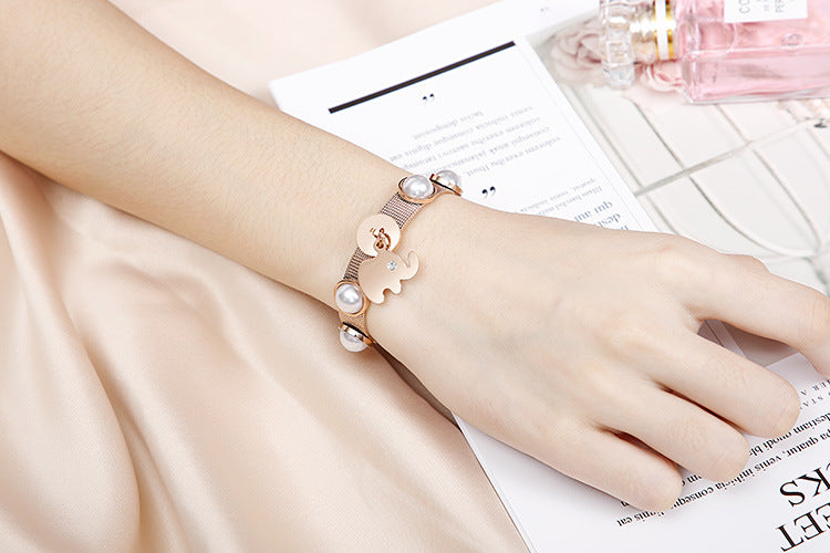 New Stainless Steel Shell Pearl Jewelry Plating 18k Bear Bracelet