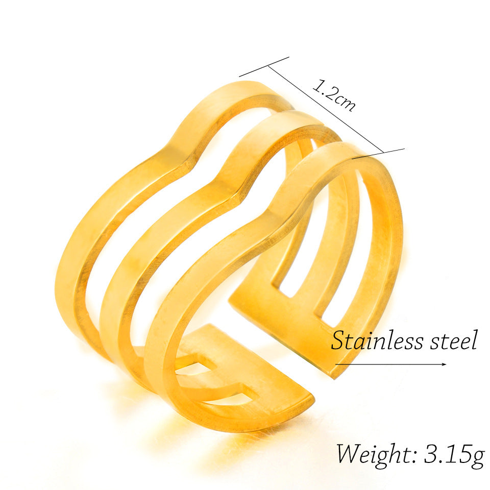 Simple Style Geometric Stainless Steel Open Rings