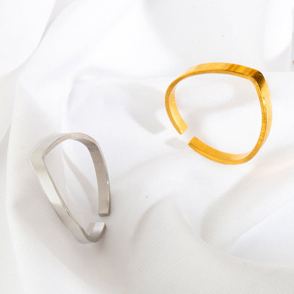 Simple Style Geometric Stainless Steel Open Rings