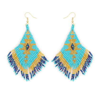 Ethnic Hand-woven Beads Geometric Tassel Earrings Wholesale Gooddiy