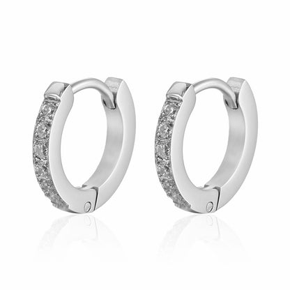 Fashion Geometric Titanium Steel Hoop Earrings Gold Plated Rhinestones Stainless Steel Earrings