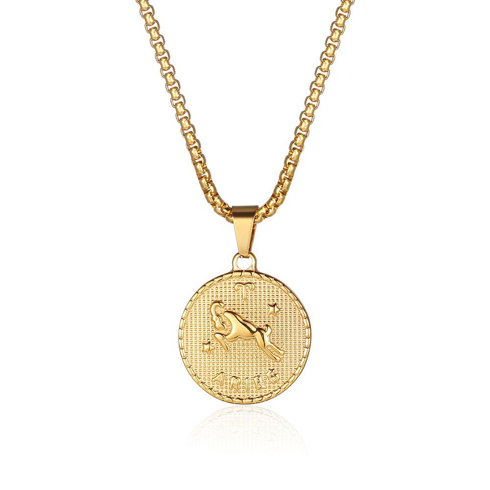 Fashion Constellation Titanium Steel Pendant Necklace Gold Plated Stainless Steel Necklaces