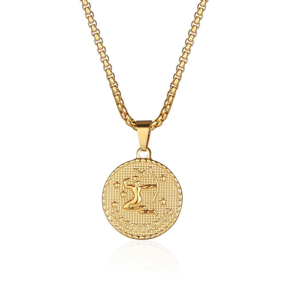 Fashion Constellation Titanium Steel Pendant Necklace Gold Plated Stainless Steel Necklaces