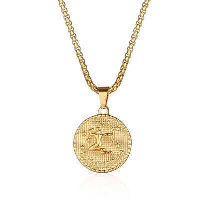 Fashion Constellation Titanium Steel Pendant Necklace Gold Plated Stainless Steel Necklaces