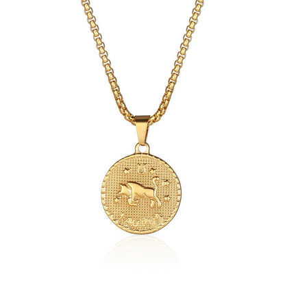 Fashion Constellation Titanium Steel Pendant Necklace Gold Plated Stainless Steel Necklaces