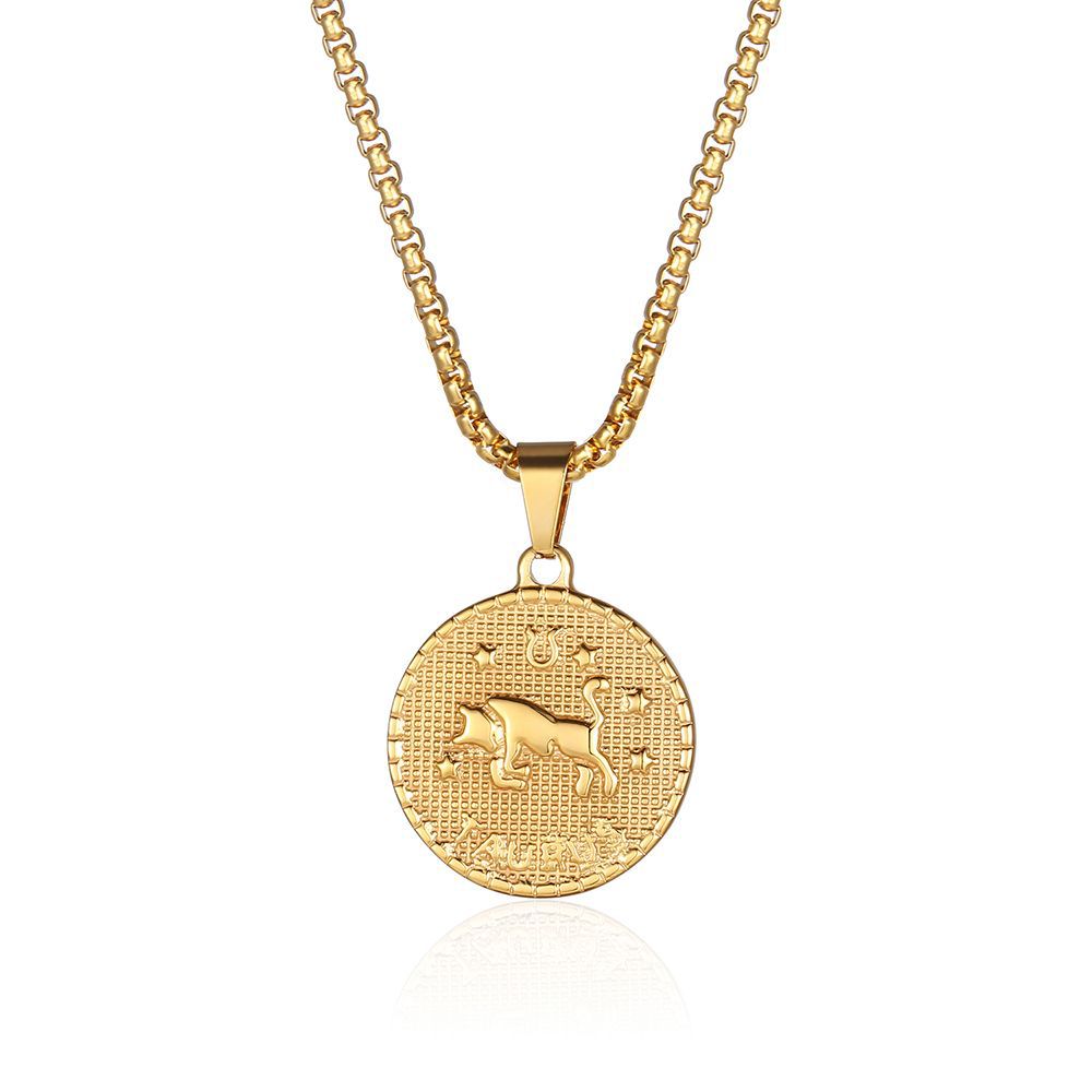 Fashion Constellation Titanium Steel Pendant Necklace Gold Plated Stainless Steel Necklaces