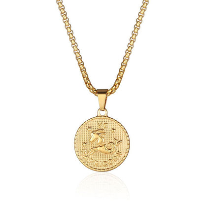 Fashion Constellation Titanium Steel Pendant Necklace Gold Plated Stainless Steel Necklaces