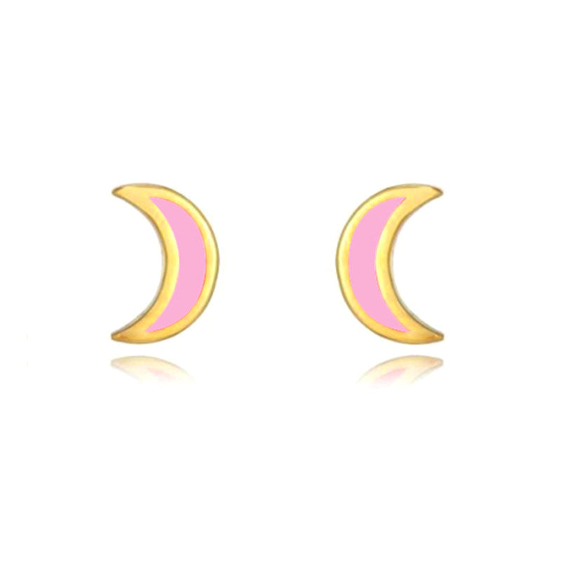 Simple Style Moon Copper Ear Studs Enamel Copper Earrings