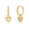 Fashion Cross Heart Shape Copper Silver Needle Plating Zircon Dangling Earrings 1 Pair