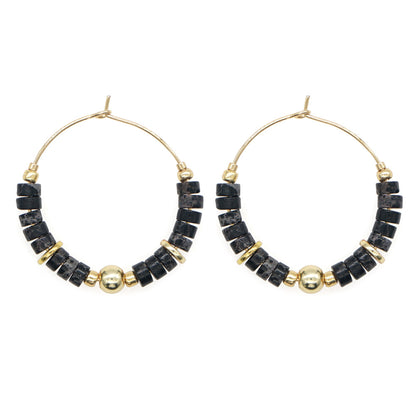 1 Pair Bohemian Geometric Beaded Alloy Women's Hoop Earrings